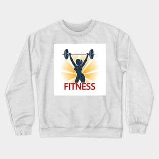 Fitness Emblem with silhouette of woman doing barbell exercise Crewneck Sweatshirt